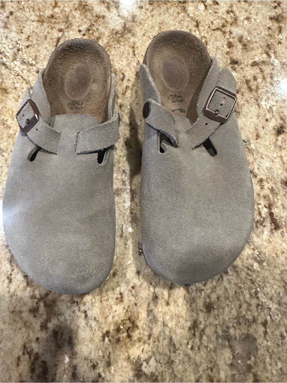 Birkenstock Kids Taupe Suede Clog Sandals with Buckle